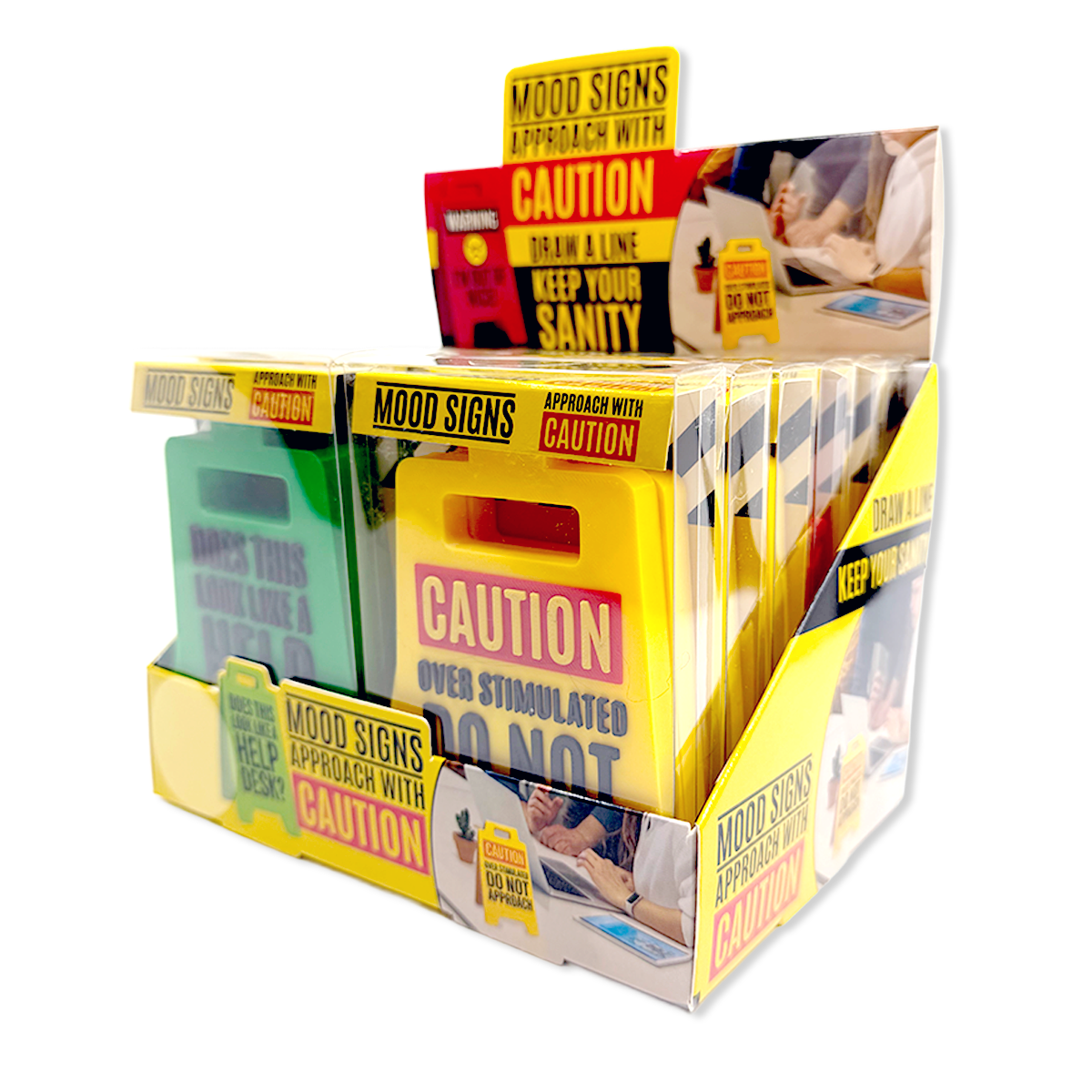 Standing 4.75" 3D Mood Caution Sign Assortment - 12/Display