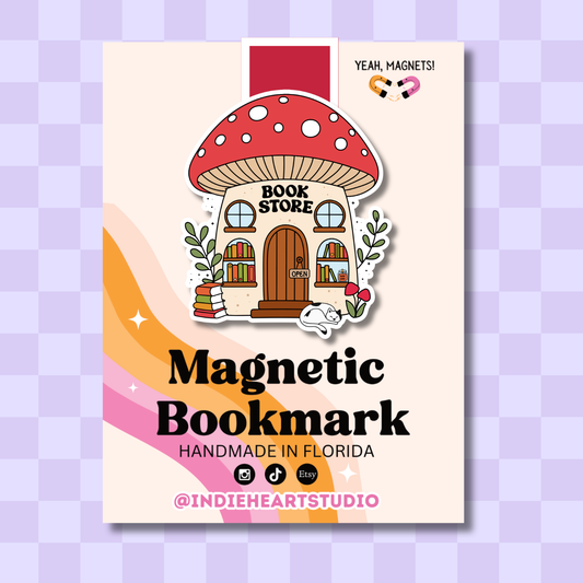Cottagecore Mushroom Bookstore Magnetic Bookmark 