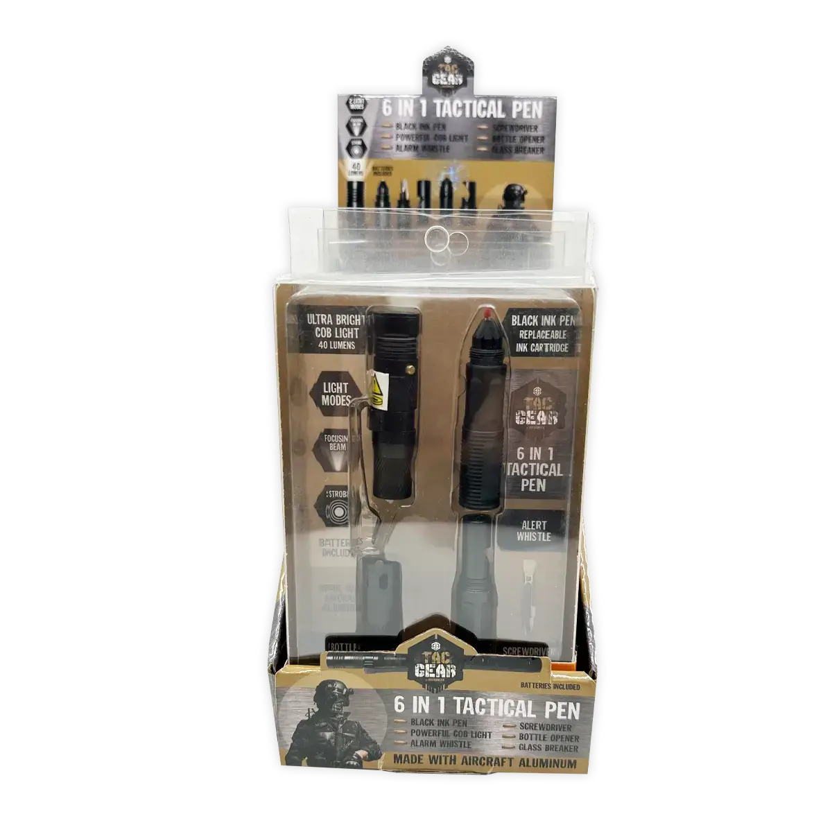 Tac Gear 6-In-1 Tactical Multi-Tool LED Pen - 6/Display