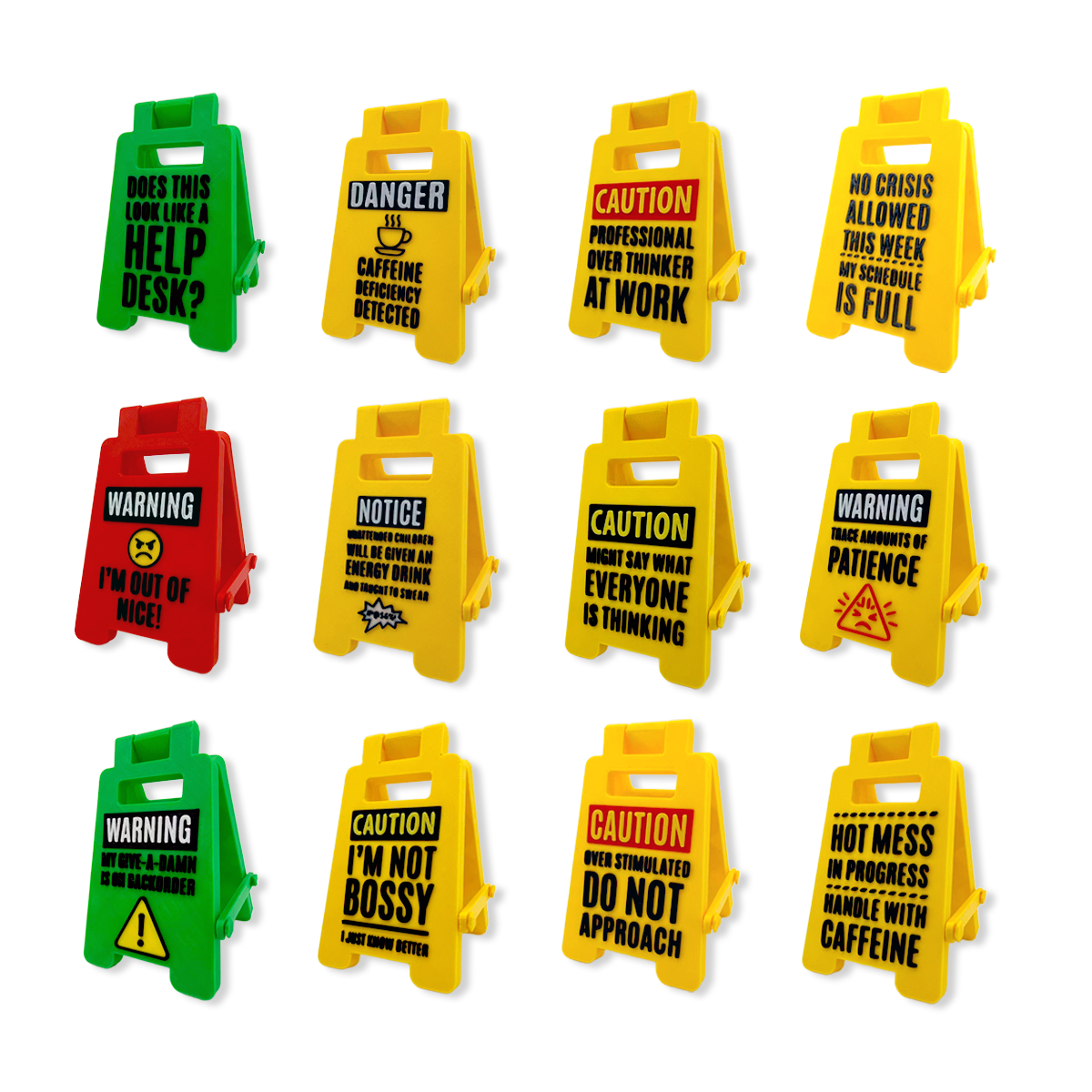Standing 4.75" 3D Mood Caution Sign Assortment - 12/Display