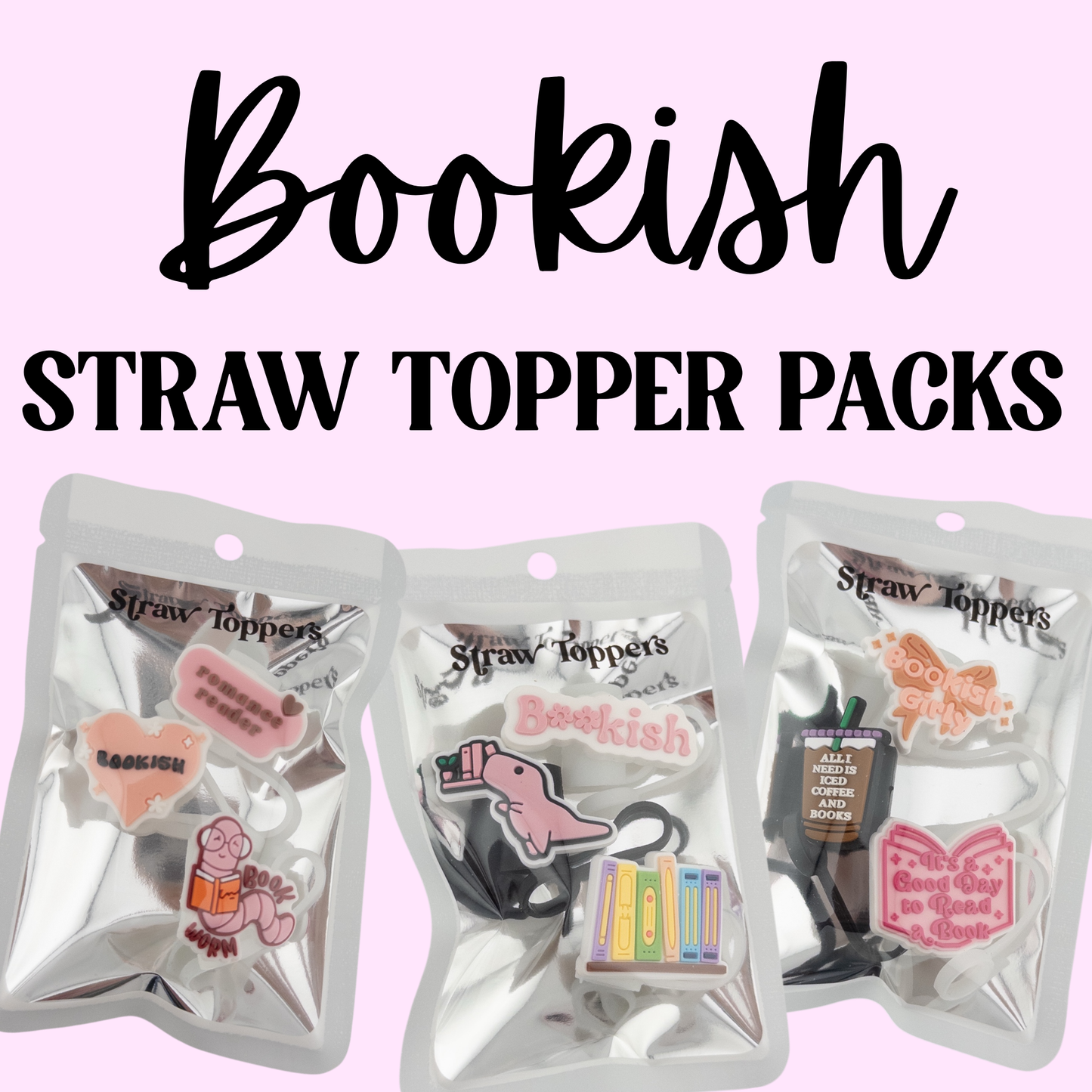Straw Topper 3 pack - Bookish Theme / Stocking Stuffers