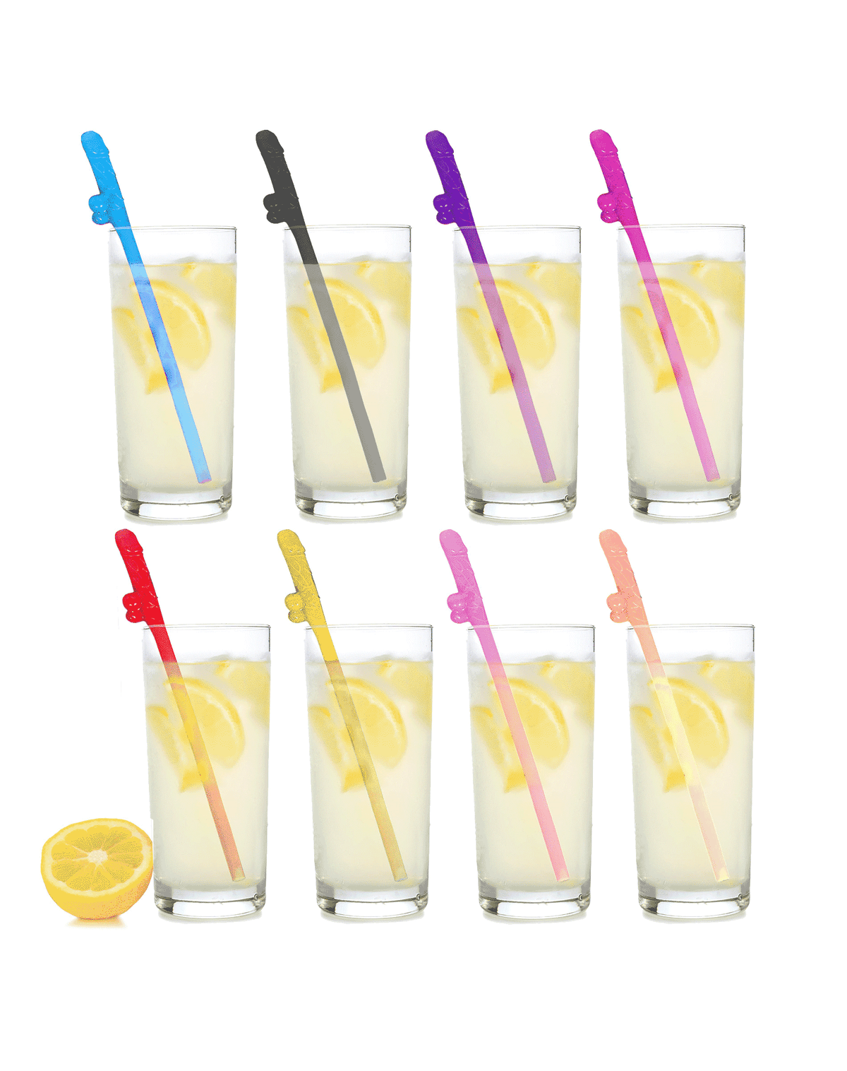 Super Fun Penis Multicolor Straws - 8 pack