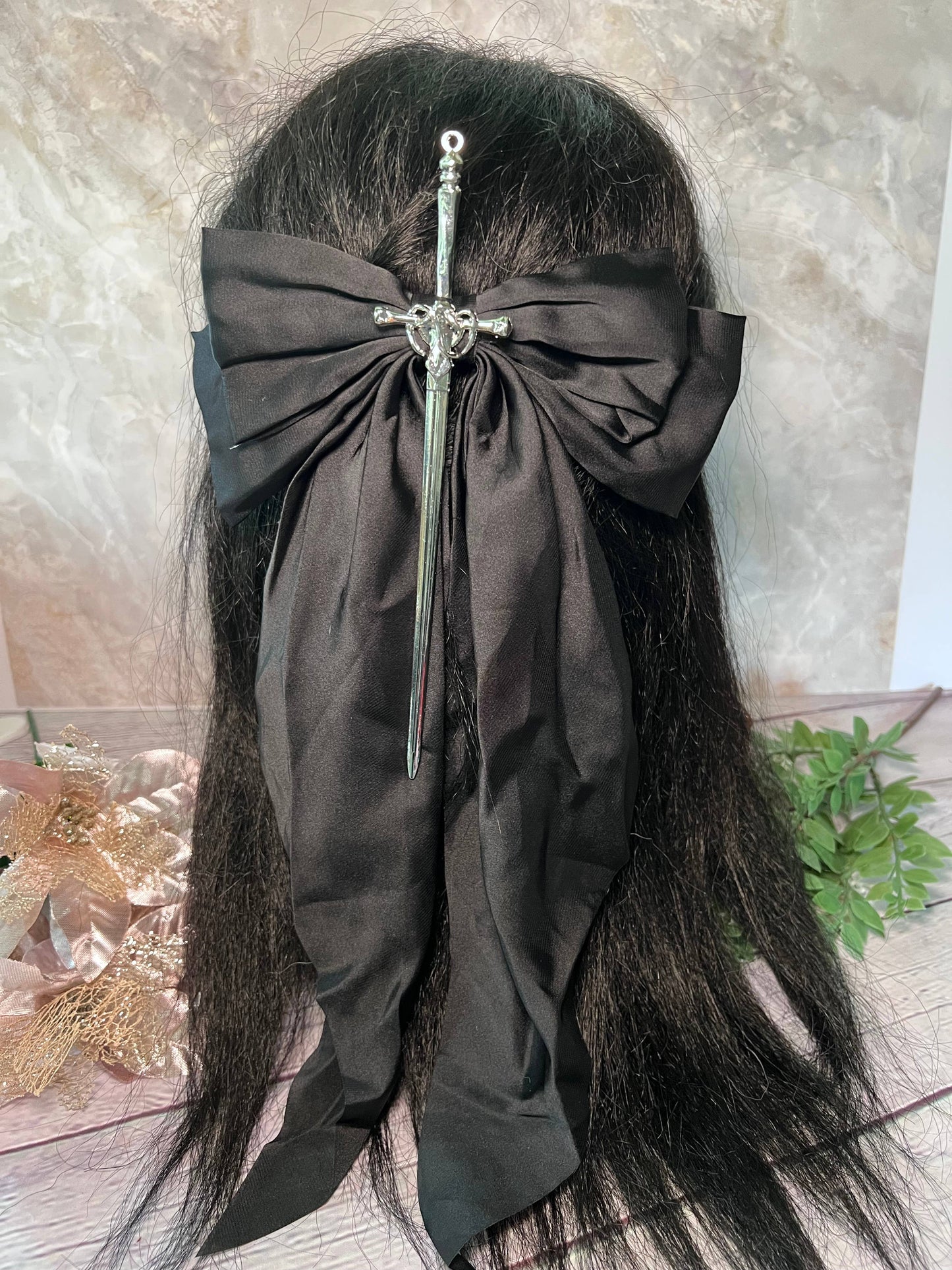 Fantasy inspired sword bow- oversized hair bow 